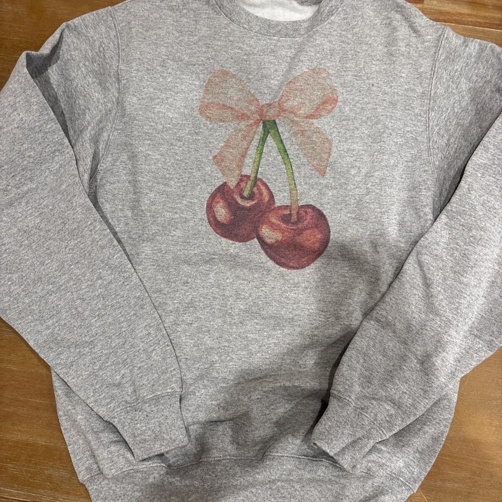 Gray Cherry Graphic Sweatshirt
